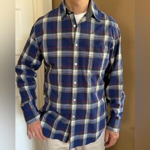 J. Crew Blue White Gray Yellow Res Casual Button Down Shirt